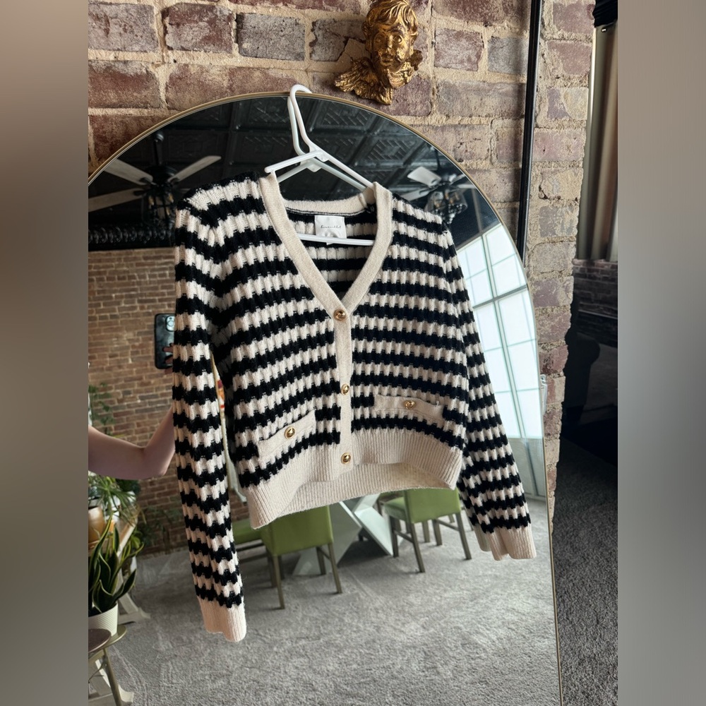 Laurel Cardigan in Ivory & Black